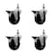 Service Caster 4 Inch Hard Rubber 12 Inch Threaded Stem Caster Set with Brake SCC-TS20S414-HRS-PLB-121315-4 - alternate 1